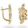Natural Lemon Quartz and Sky Blue Topaz Silver Cluster Earrings by Fine Color Jewels