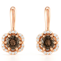 Natural Smoky Quartz Silver Drop Earrings by Fine Color Jewels