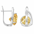 Natural Citrine & White Topaz Sterling Silver Earrings by Fine Color Jewels