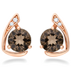 Natural Smoky Quartz & White Topaz Sterling Silver Earrings