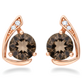 Natural Smoky Quartz & White Topaz Sterling Silver Earrings by Fine Color Jewels