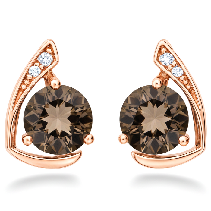 Natural Smoky Quartz & White Topaz Sterling Silver Earrings by Fine Color Jewels