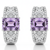 Natural Amethyst Sterling Silver Hoop Earrings