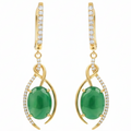 Natural Green Agate Sterling Silver Earrings by Fine Color Jewels