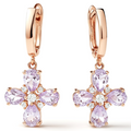 Purple Natural Amethyst Flower Silver Earrings by Fine Color Jewels
