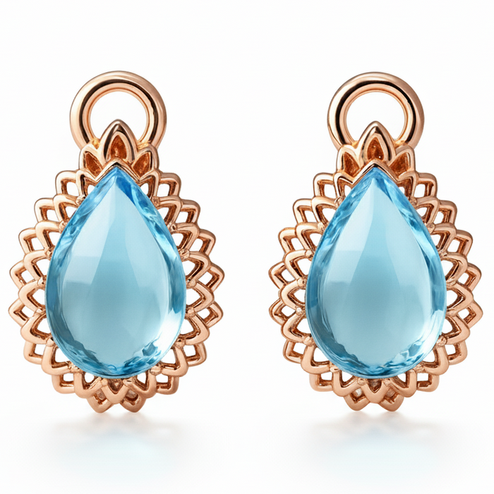 Natural Pear Shaped Sky Blue Topaz Silver Drop Earrings by Fine Color Jewels