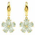 Natural Green Prasiolite Sterling Silver Earrings by Fine Color Jewels