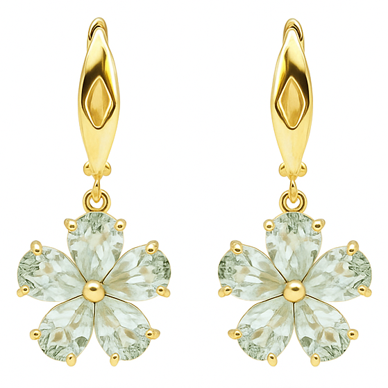 Natural Green Prasiolite Sterling Silver Earrings by Fine Color Jewels