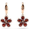 Natural Red Garnet Sterling Silver Flower Earrings