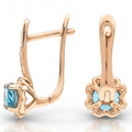 Natural Sky-Blue Topaz Sterling Silver Leverback Halo Earrings by Fine Color Jewels
