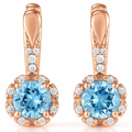 Natural Sky-Blue Topaz Sterling Silver Leverback Halo Earrings by Fine Color Jewels