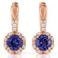 Natural Blue Iolite Sterling Silver Earrings by Fine Color Jewels