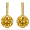 Natural Round Citrine Sterling Silver Drop Earrings by Fine Color Jewels