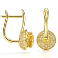 Natural Round Citrine Sterling Silver Drop Earrings by Fine Color Jewels