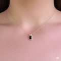 Natural Emerald Cut Red Garnet Pendant Necklace by Fine Color Jewels