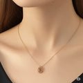 Orange Teardrop Moonstone Pendant Necklace by Fine Color Jewels