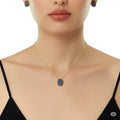 Natural Blue Lapis Lazuli Pendant Necklace by Fine Color Jewels