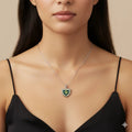 Natural Peridot Silver Amulet Necklace by Fine Color Jewels