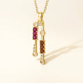 Natural Multistone Bar Drop Necklace Silver by Fine Color Jewels