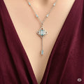 Natural Sky Blue Topaz Y Drop Necklace Silver by Fine Color Jewels