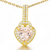 Natural Pink Rose Quartz Silver Halo Heart Necklace