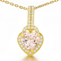 Natural Pink Rose Quartz Silver Halo Heart Necklace by Fine Color Jewels