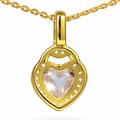 Natural Pink Rose Quartz Silver Halo Heart Necklace by Fine Color Jewels