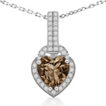 Natural Brown Quartz Sterling Silver Pendant Necklace by Fine Color Jewels