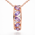 Natural Marquise Amethyst Sterling Silver Drop Pendant Necklace by Fine Color Jewels