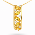 Natural Yellow Citrine Silver Birthstone Necklace by Fine Color Jewels