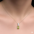 Emerald Cut Lemon Quartz Pendant Necklace by Fine Color Jewels
