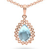 Natural Sky Blue Topaz Silver Teardrop Pendant Necklace