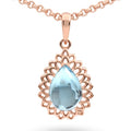 Natural Sky Blue Topaz Silver Teardrop Pendant Necklace by Fine Color Jewels