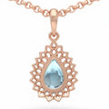 Natural Sky Blue Topaz Silver Teardrop Pendant Necklace by Fine Color Jewels