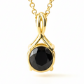 Natural Black Onyx Silver Pendant Necklace by Fine Color Jewels