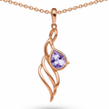 Natural Purple Amethyst Twisted Silver Pendant Necklace by Fine Color Jewels