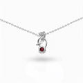 Natural Red Garnet Silver Trendy Necklace by Fine Color Jewels