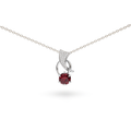 Natural Red Garnet Silver Trendy Necklace by Fine Color Jewels