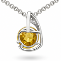 Natural Yellow Citrine trendy Silver Necklace by Fine Color Jewels