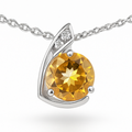 Natural Yellow Citrine trendy Silver Necklace by Fine Color Jewels