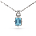 Natural Octagon Sky Blue Topaz Silver Necklace by Fine Color Jewels