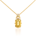 Natural Citrine Octagon locket Pendant Necklace by Fine Color Jewels