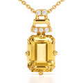 Natural Citrine Octagon locket Pendant Necklace by Fine Color Jewels