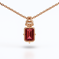 Red Natural Octagon Garnet Silver Pendant Necklace by Fine Color Jewels