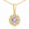 Natural Round Amethyst Dainty Sterling Silver Necklace by Fine Color Jewels