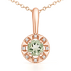 Round Natural Green Amethyst Birthstone Silver Necklace