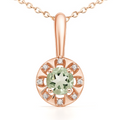 Round Natural Green Amethyst Birthstone Silver Necklace by Fine Color Jewels