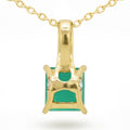 Natural Green Princess Cut Agate Silver Necklace by Fine Color Jewels