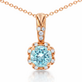 Round Natural Sky Blue Topaz Birthstone Necklace by Fine Color Jewels