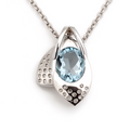 Natural Sky Blue Topaz Silver Dew Drop Necklace by Fine Color Jewels